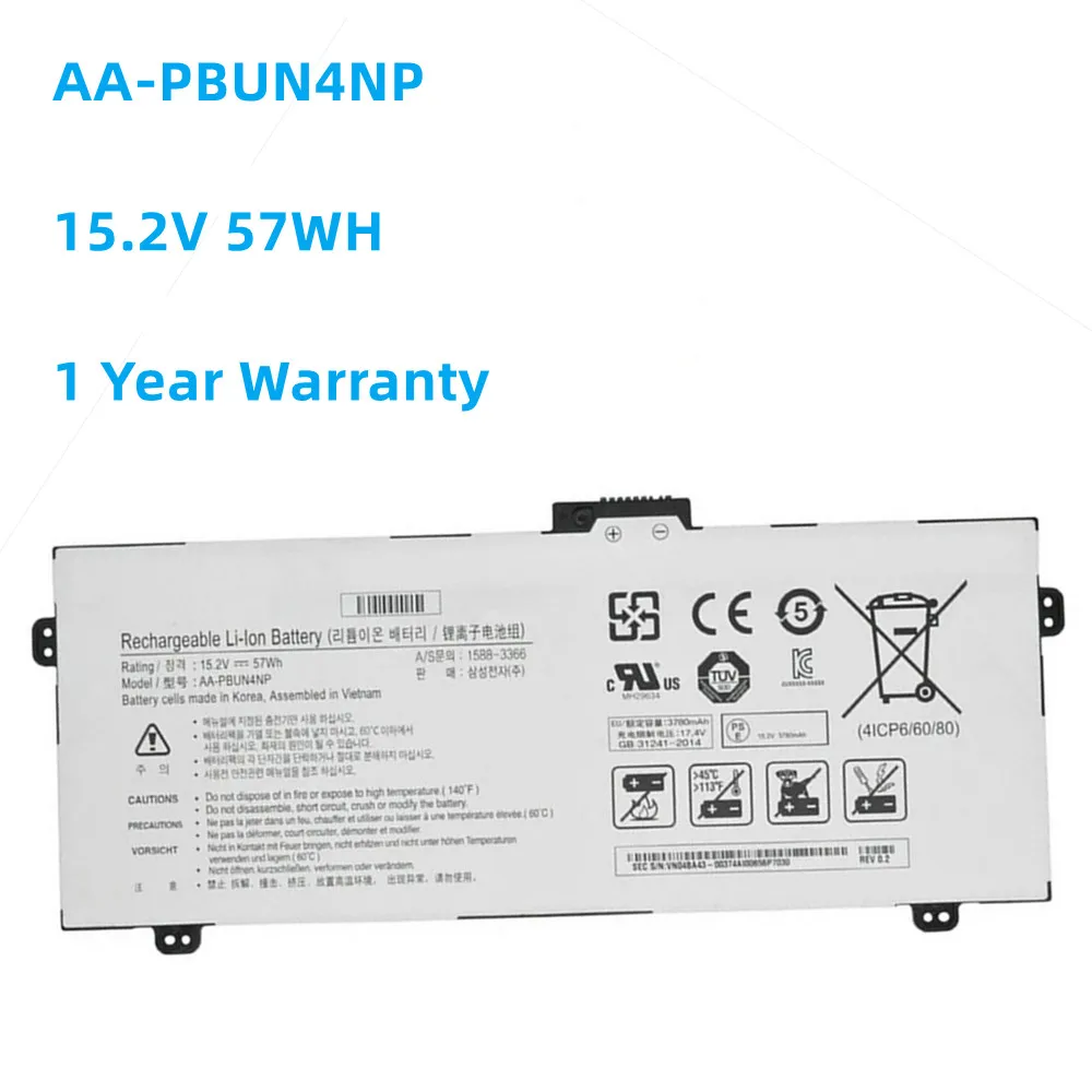 New AA-PBUN4NP 15.2V 57Wh 3750mAh Battery For SAMSUNG NP940Z5L-X01US/X03US/S03US NP9300AA NP940Z5J Laptop
