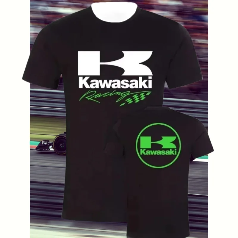 

2025 Summer New Kawasakis Motorcycle Heavy Motorcycle Riding T Shirt Men's Pure icon Short-sleeved T-shirt