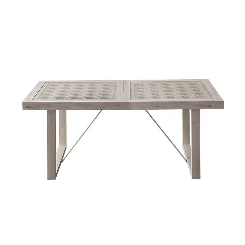 American retro hand-painted dining table, tempered glass office computer desk
