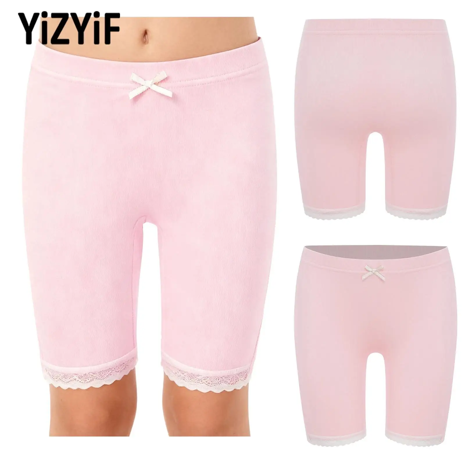 الفتيات بسط الباليه الرقص السراويل الجمباز عارضة تجريب اليوغا زي الدانتيل تقليم السراويل الملابس الداخلية منتصف الفخذ طول سراويل