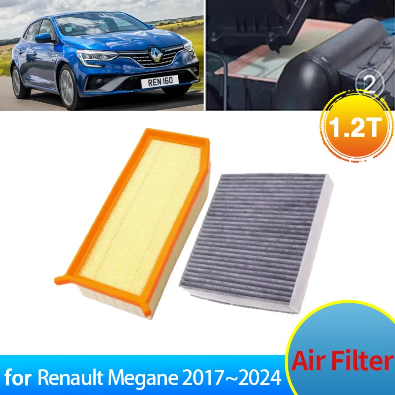 Per Renault Megane 4 IV 2024 ~ 2017 2018 2019 2020 2021 2022 2023 Accessori 1.2T Filtro Aria di Aspirazione Motore Condizionatore Filtro Griglia