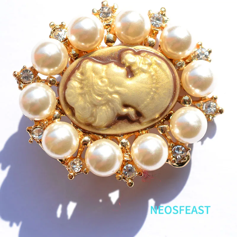 خمر مجوهرات حجر الراين صورة الذهب اللون دبابيس للنساء السيدات هدية سبيكة الصدار اللؤلؤ الثدي دبوس اكسسوارات الملابس