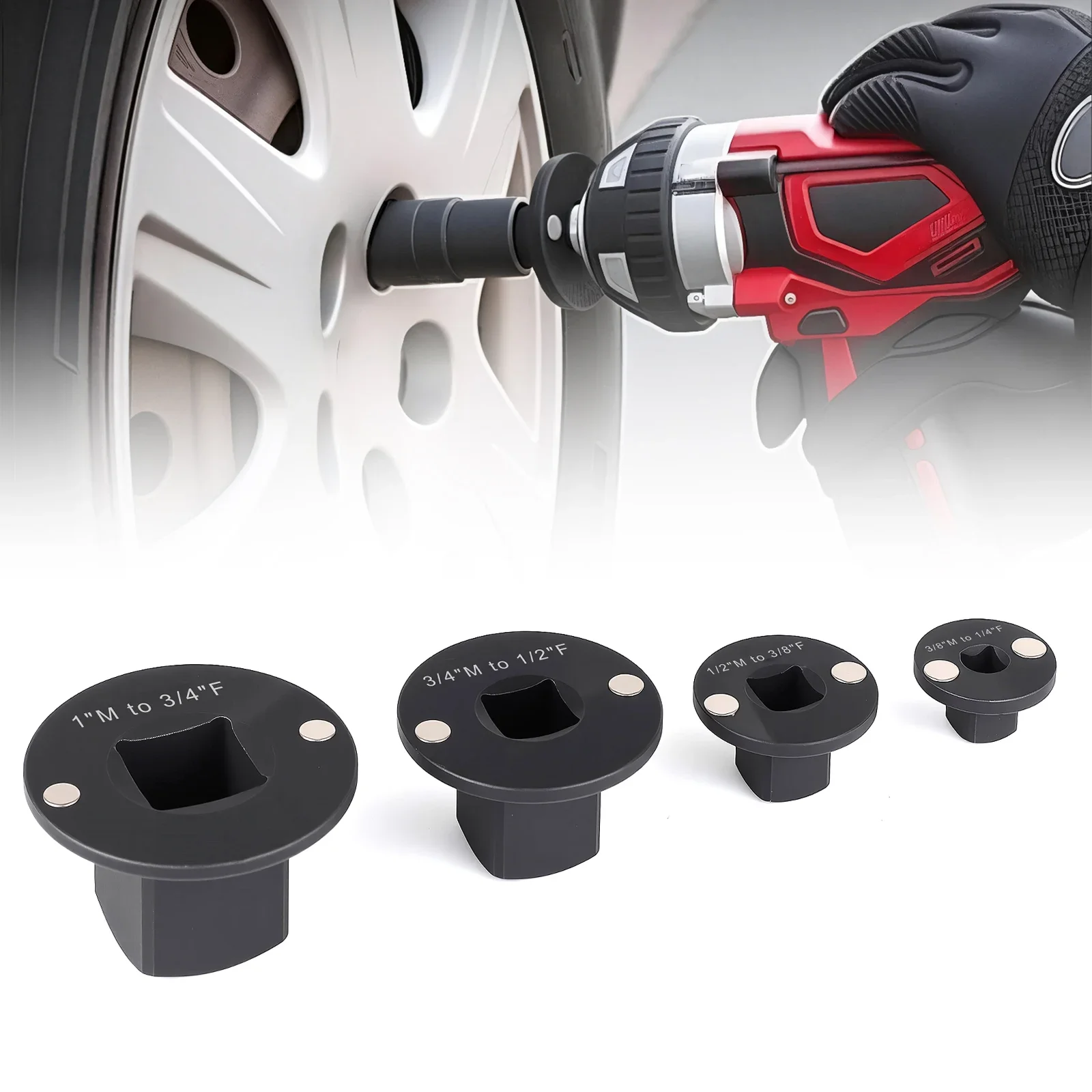 Low Profile Impact Socket Adapter Set Carbon Steel 3/4in-1in 1/2in-3/4in 1/2in-3/8in 1/4in-3/8in Drive Ratchet Adapter Set