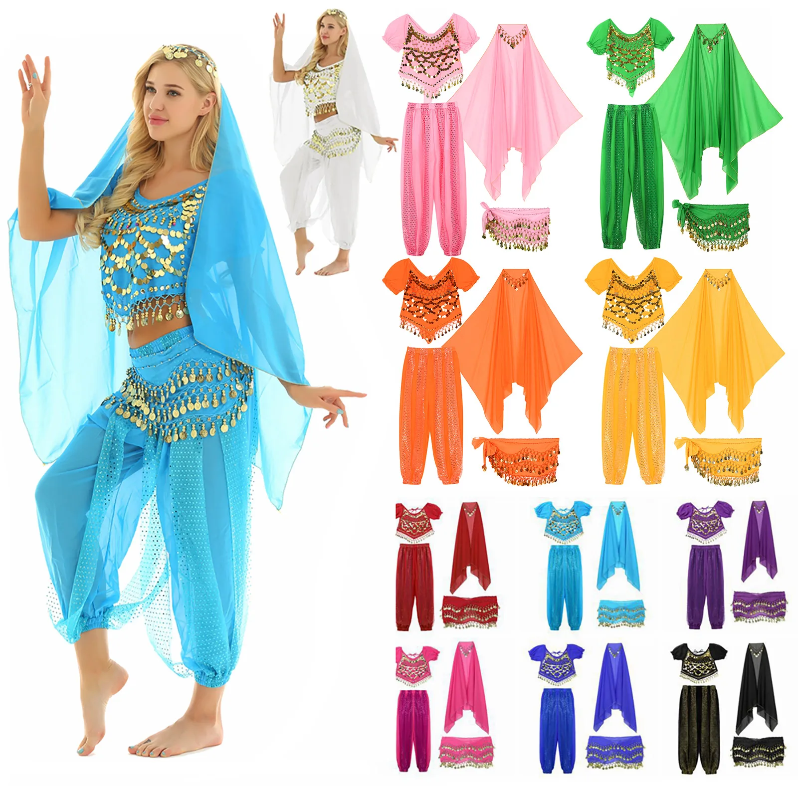 Women Girls Belly Dance Costume Halloween Carnival Festival Arabian Princess Cosplay Costumes Egypt Indian Oriental Dance Outfit