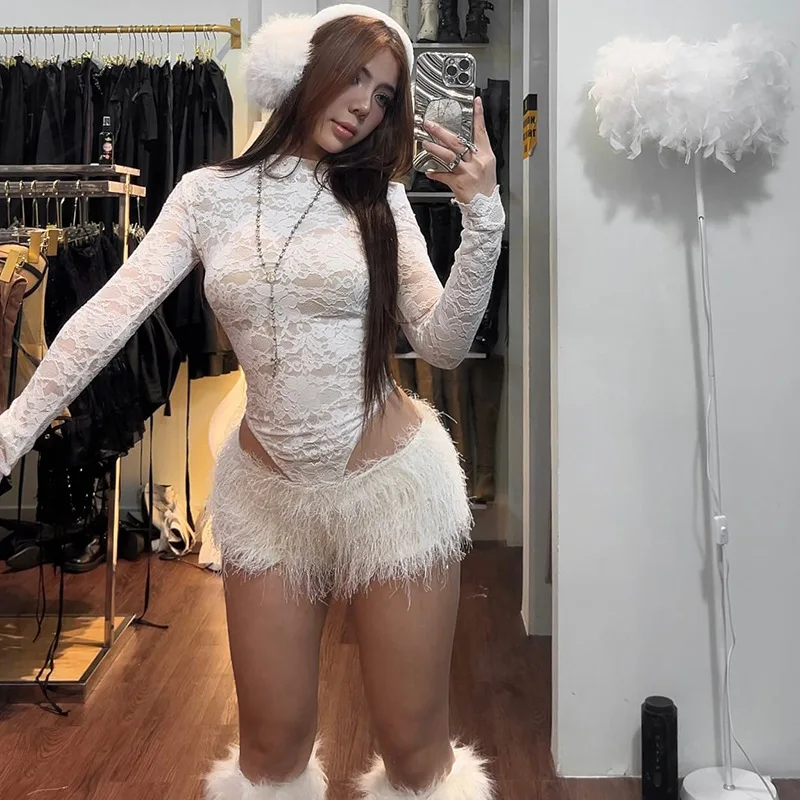 Sexy High Waist Bodycon Long Sve round Ne Jumpsuit orts Set Women's Faion Autumn Wear Pure Color Brand ex