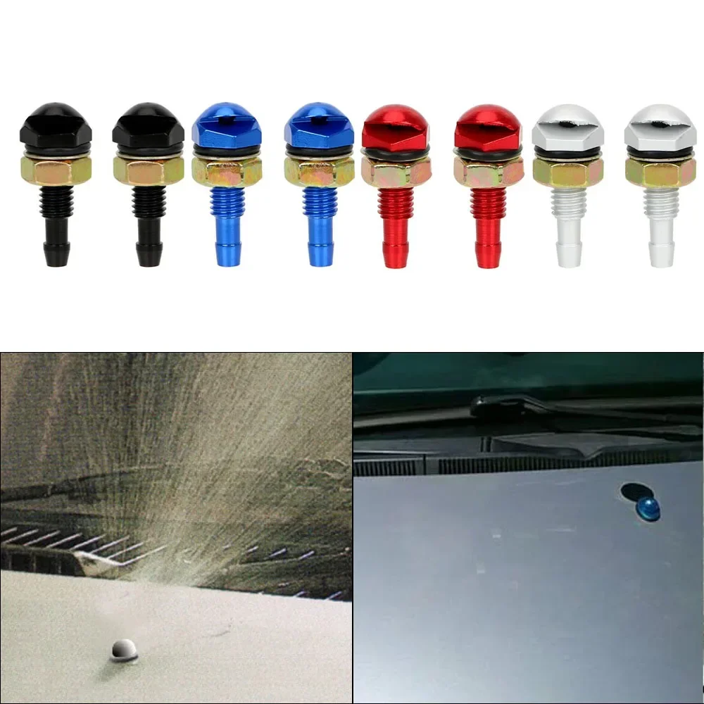 2 Pcs Fan-Shaped Universal Car Front Windshield Washer Sprayer Nozzles Cleaning Sprayer Aluminum Auto Wiper Kit Auto Mist Nozzle