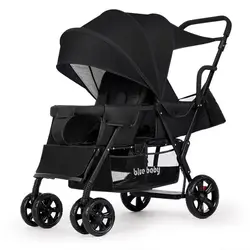 Twin baby stroller front and rear seat two - child double - reclining portable folding pushcart