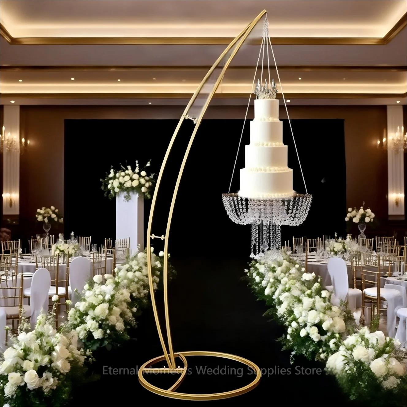 

Подставка для свадебного торта в форме луны, подвесная люстра, центральная часть для рождественского дня рождения, украшение для домашнего обеденного стола
