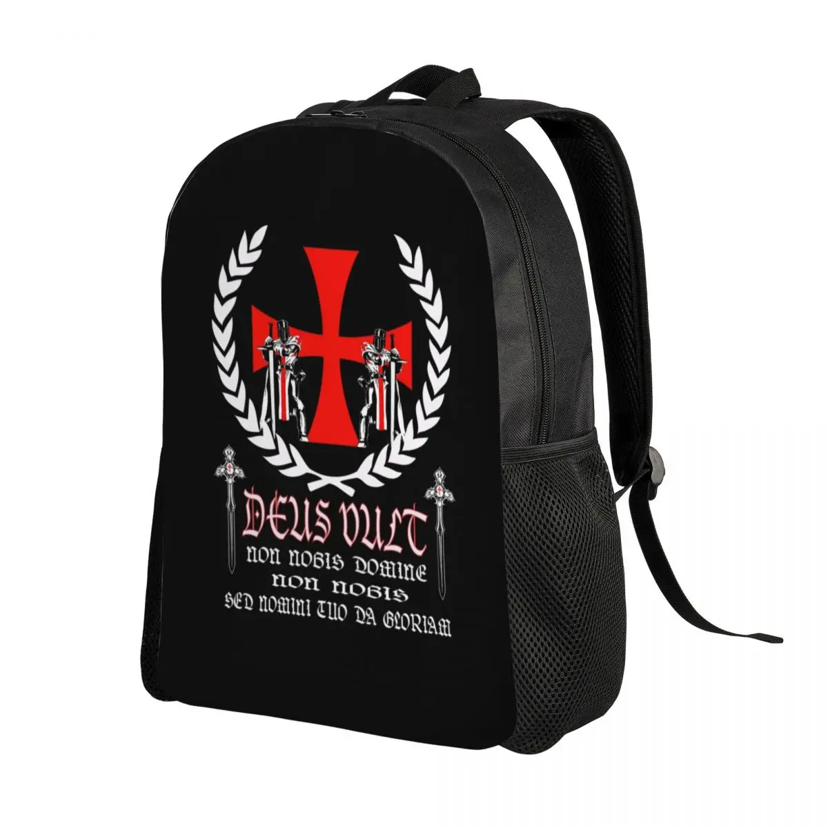 Knights Templar Medieval Warrior Backpack for Men Women Water Resistant School College Catholic Cross Bag Print Bookbags