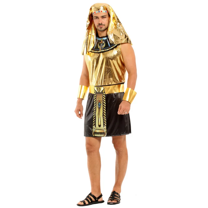 Men Halloween Egypt Traditional King Robe Costumes Egyptian Pharaoh Cosplay Carnival Purim Stage Show Role Play Bar Party Dress