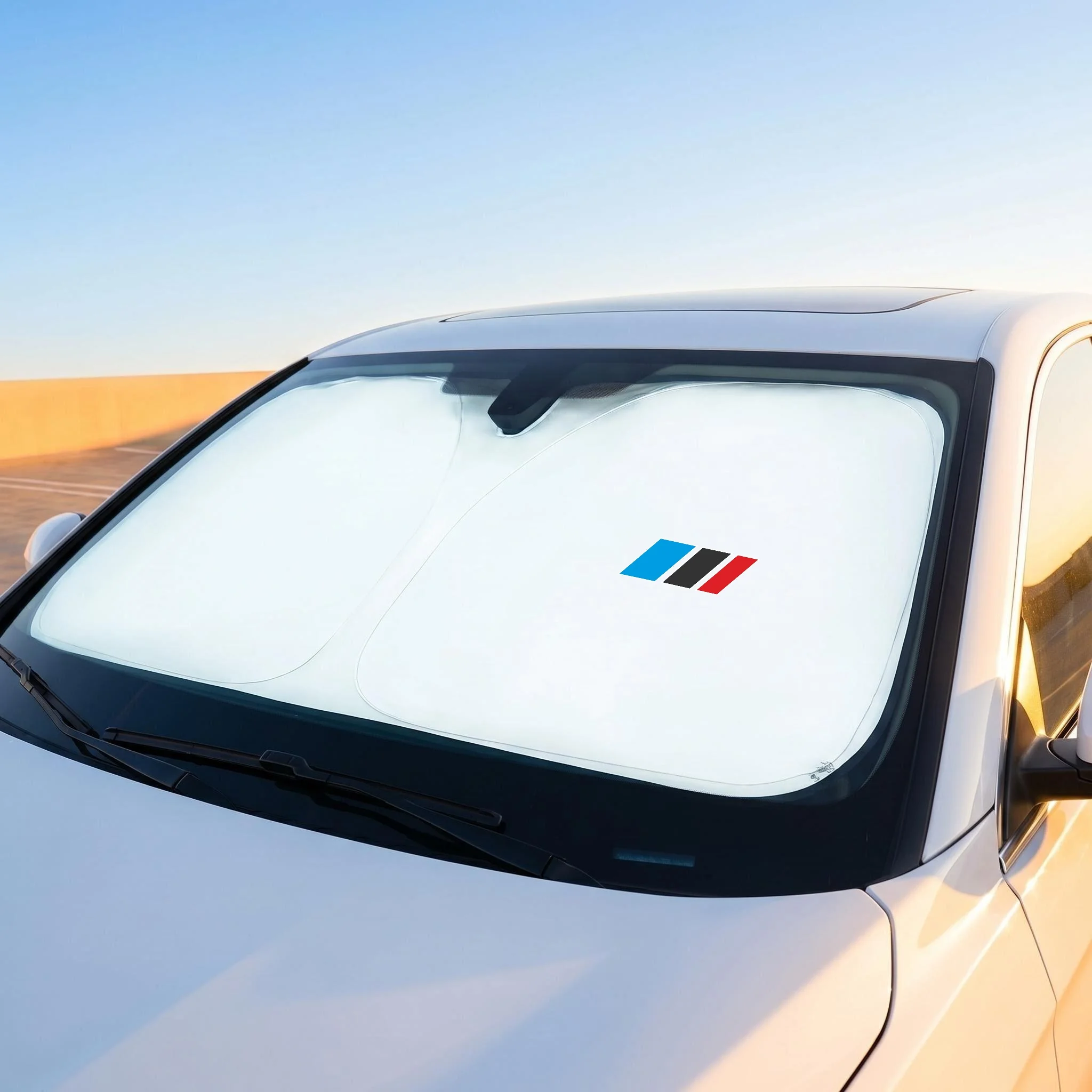 Blauer, schwarzer und roter dreifarbiger Auto-Sonnenschutz für die Frontscheibe, Sonnenschutz und Wärmeisolierung/Schattierung und Kühlung/P – Detail 9