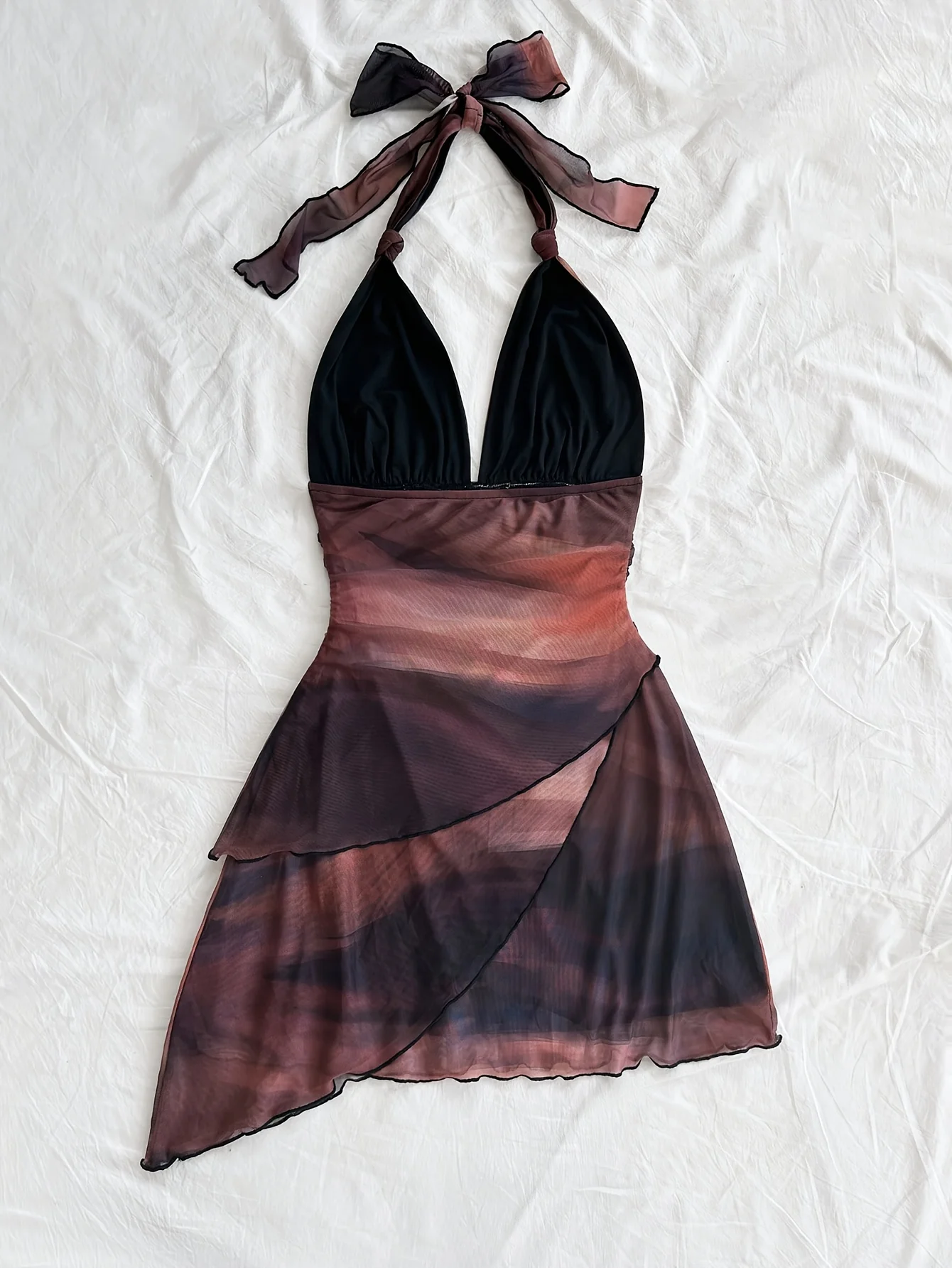 فساتين للنساء فستان جديد بدون أكمام رسن نحيف للنساء برباط علوي وصبغ غير متماثل فستان نسائي Vestidos De Verano Mujer Q1879