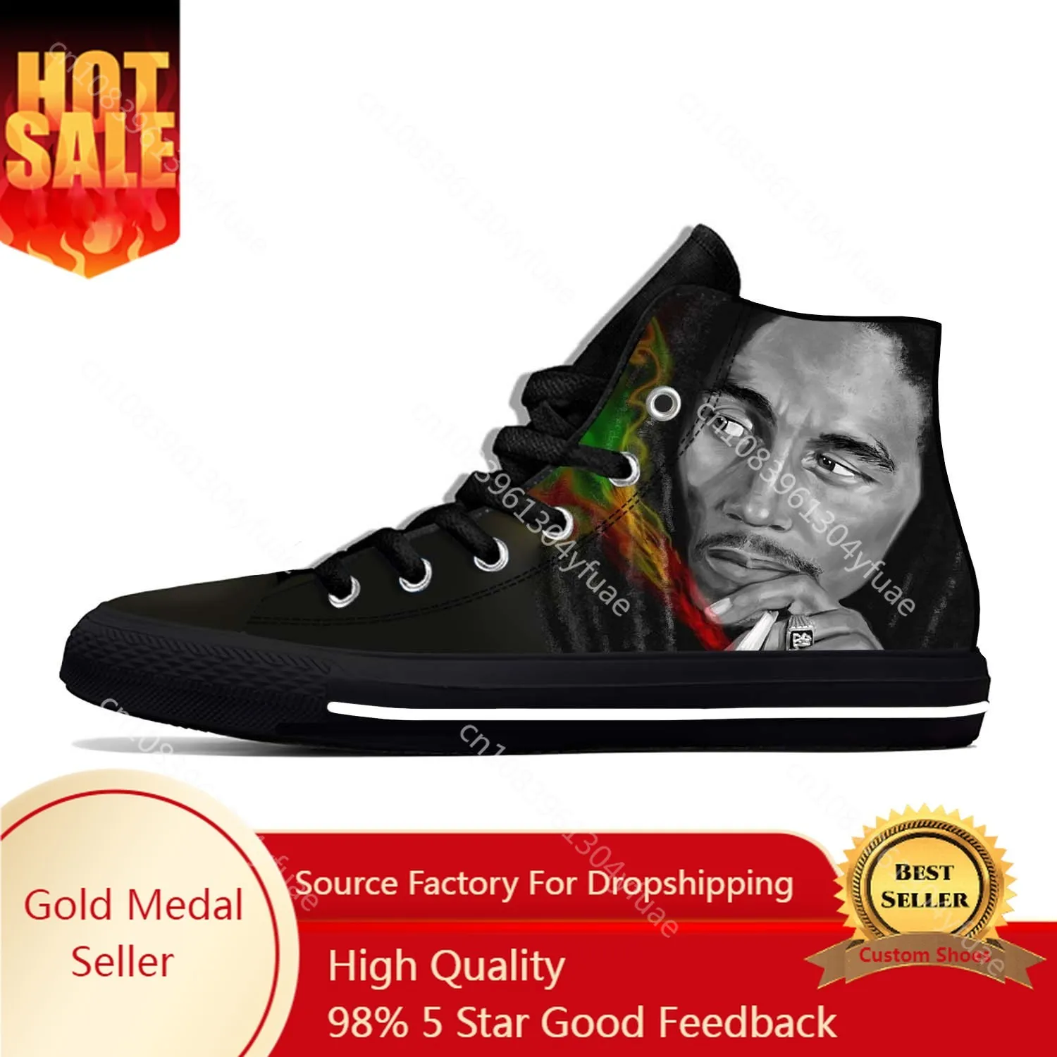 

Legend Bob Marley Reggae Rasta Music Rock Fashion Casual Cloth Shoes High Top Comfortable Breathable 3D Print Men Women Sneakers