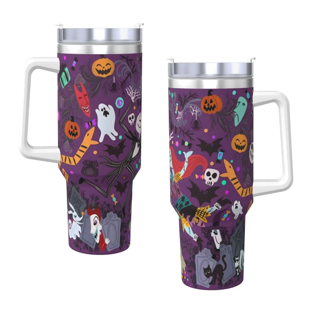 Nightmare Before Christmas Jack Stainless Steel Tumbler Driving With Straws and Lid Capacity Mugs Cup Cold and Hot Water Bottle