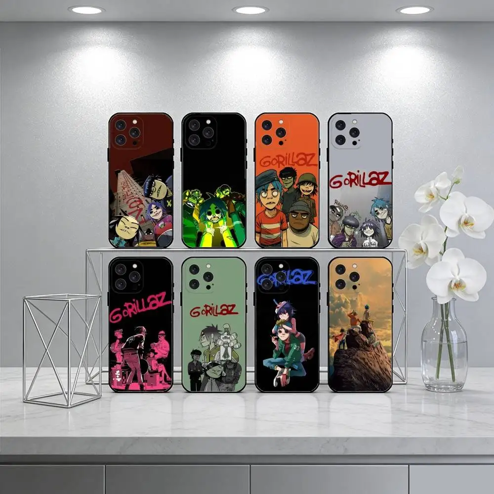 

G-Gorillaz B-Band Phone Case For iPhone 16,15,14,13,12,17,Pro Max,Plus Silicone Black Case