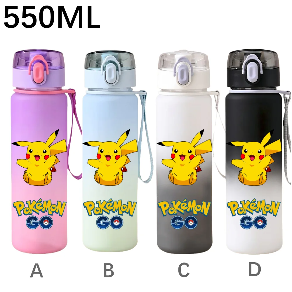 550ML Pokemon Pikachu Charizard Venusaur Cartoon Sportwasserflasche Umweltfreundlicher Kunststoff-Wasserbecher Fitness-Trinkflasche