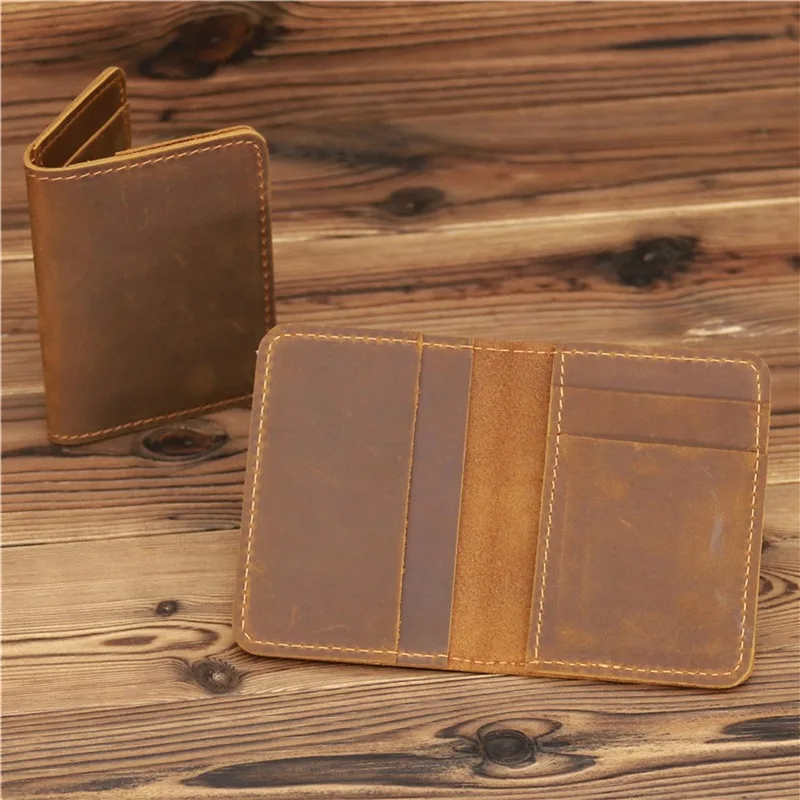 

Men's Card Holder Wallet Leather Minimalist Personalizd Small Thin Purse Slim Mini Credit Card Bank ID Card Holder Wallet