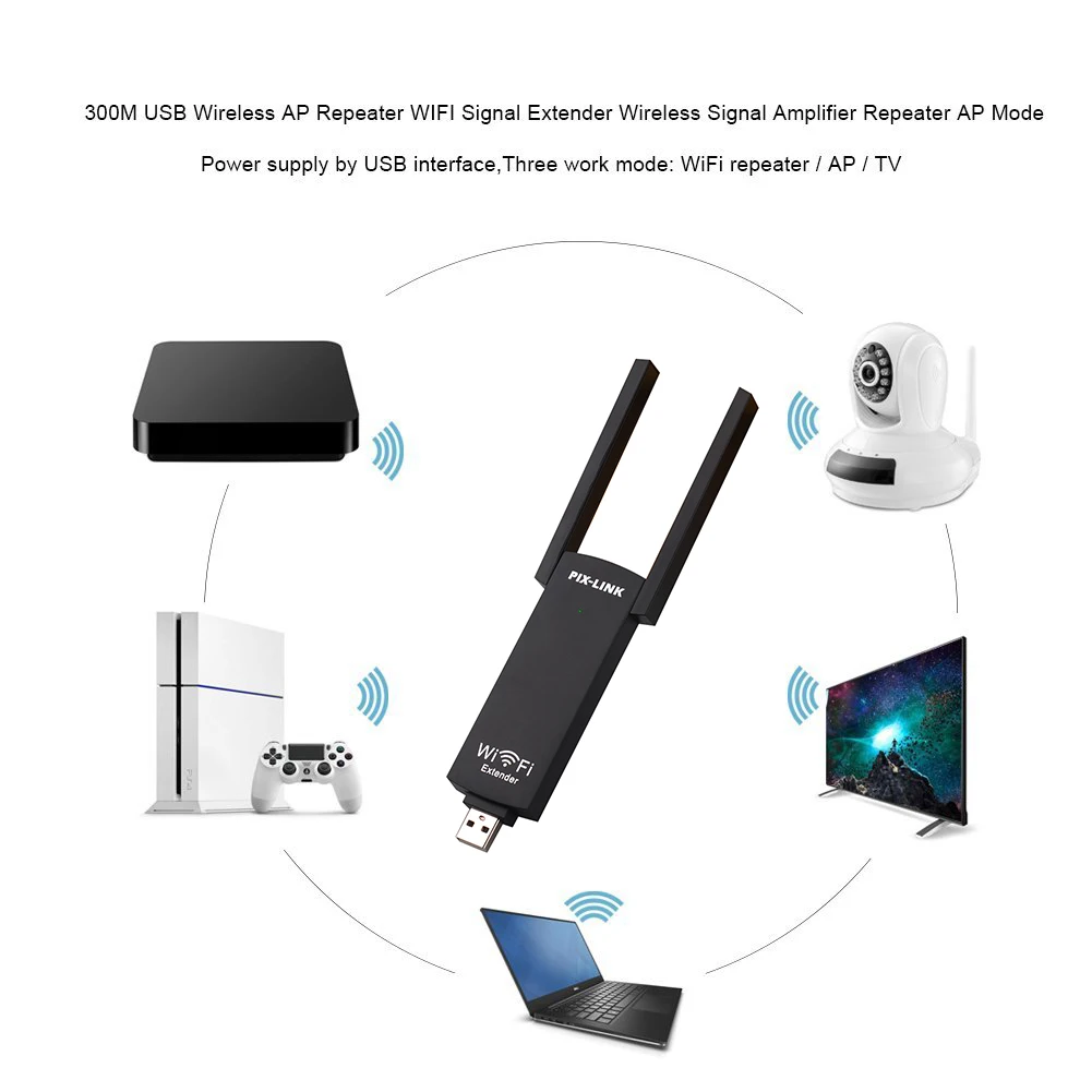 PIXLINK UE02 pemanjang sinyal Wifi, Router nirkabel penguat penguat sinyal Wifi 300M cocok untuk drone