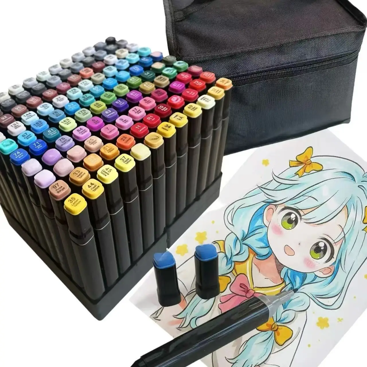 

48/120pcs Professional Alcohol Based Double Ended Art Markers Set with Base, Perfect for Drawing Design Sketching Art Creation