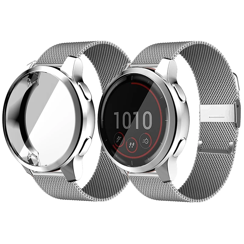 Metal Bracelet For Garmin Venu 2/2S Strap Case Protector For Garmin Vivoactive 4/4S Watchband Full Coverage TPU Protective Shell