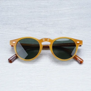 Gregory Peck Vintage Designer Sunglasses for Women OV5186 2023 Transparent Acetate Retro Round Polarized Sun Glasses Men