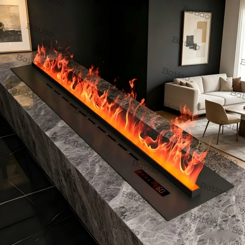 Electric Fireplace Holographic Flame Technology Dry Mist Humidifier for Basement,Ultra Realistic Visual Effect fake fireplace