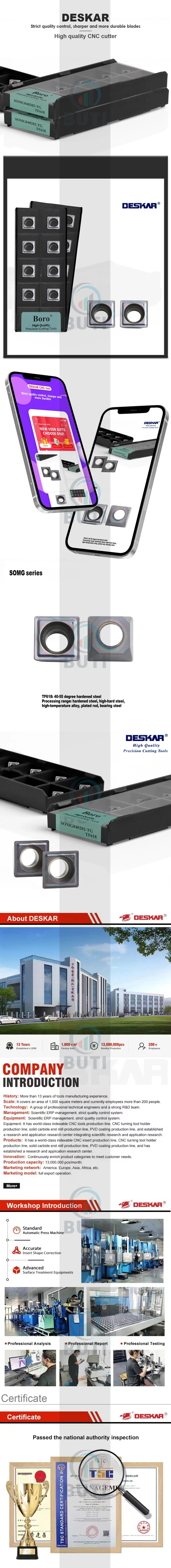 DESKAR 100% Original SOMG040202-TG TF618 Numerische Drehmaschine Drehmeißel Bearbeitungshartmetall U-Bohrer Schneidklinge – Detail 1