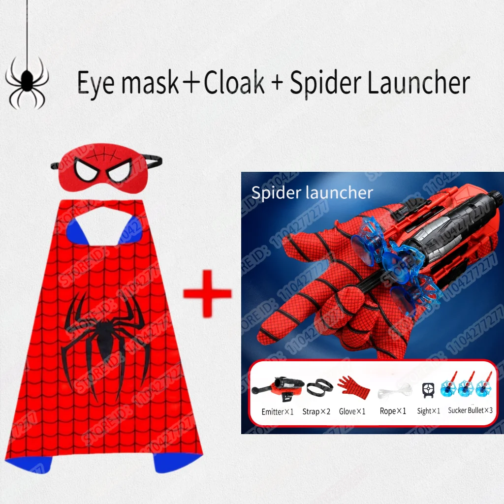 Spiderman Mask Mosaic Sunglasses Children Toys Role Play Glove Launcher Set Zestaw zabawek na nadgarstek Halloween Śmieszne zabawki Chłopcy Dziewczynki prezent