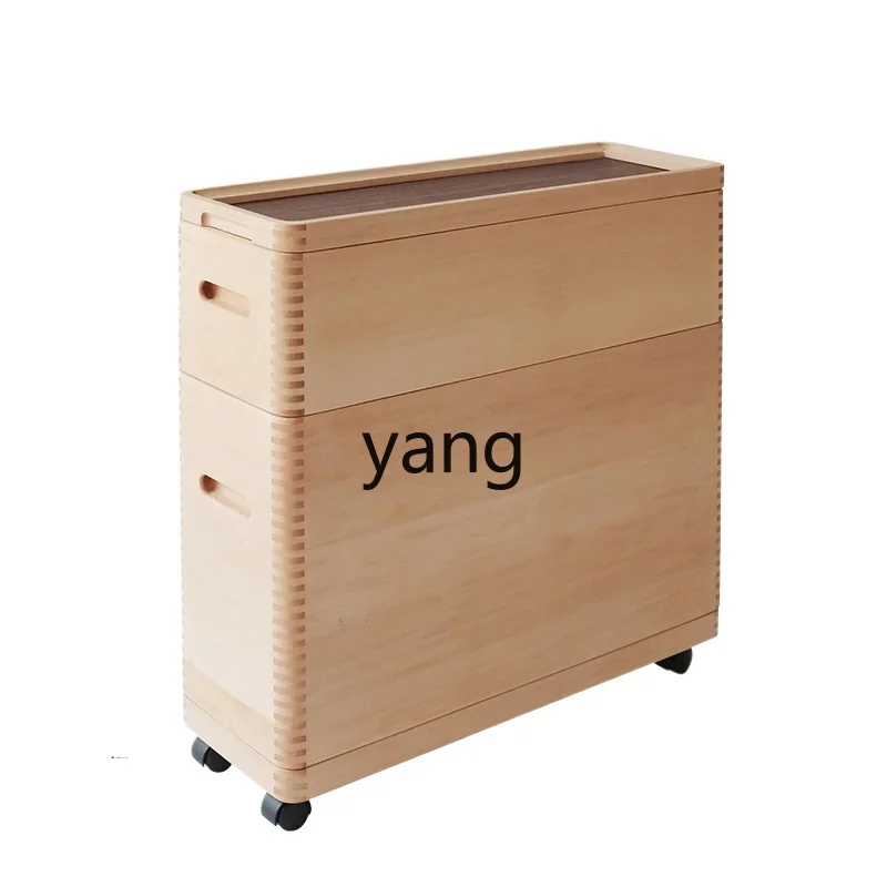 

Yjq Extremely Narrow Gap Storage Solid Wood Portable Storage with Wheels Living Room Sofa Side Cabinet Small Bedside Table