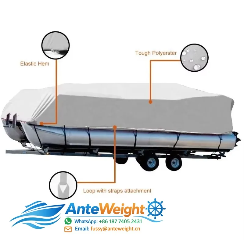 Heavy Duty Waterproof UV Proof Polyester Oxford 300D PVC Pontoon Boat Cover
