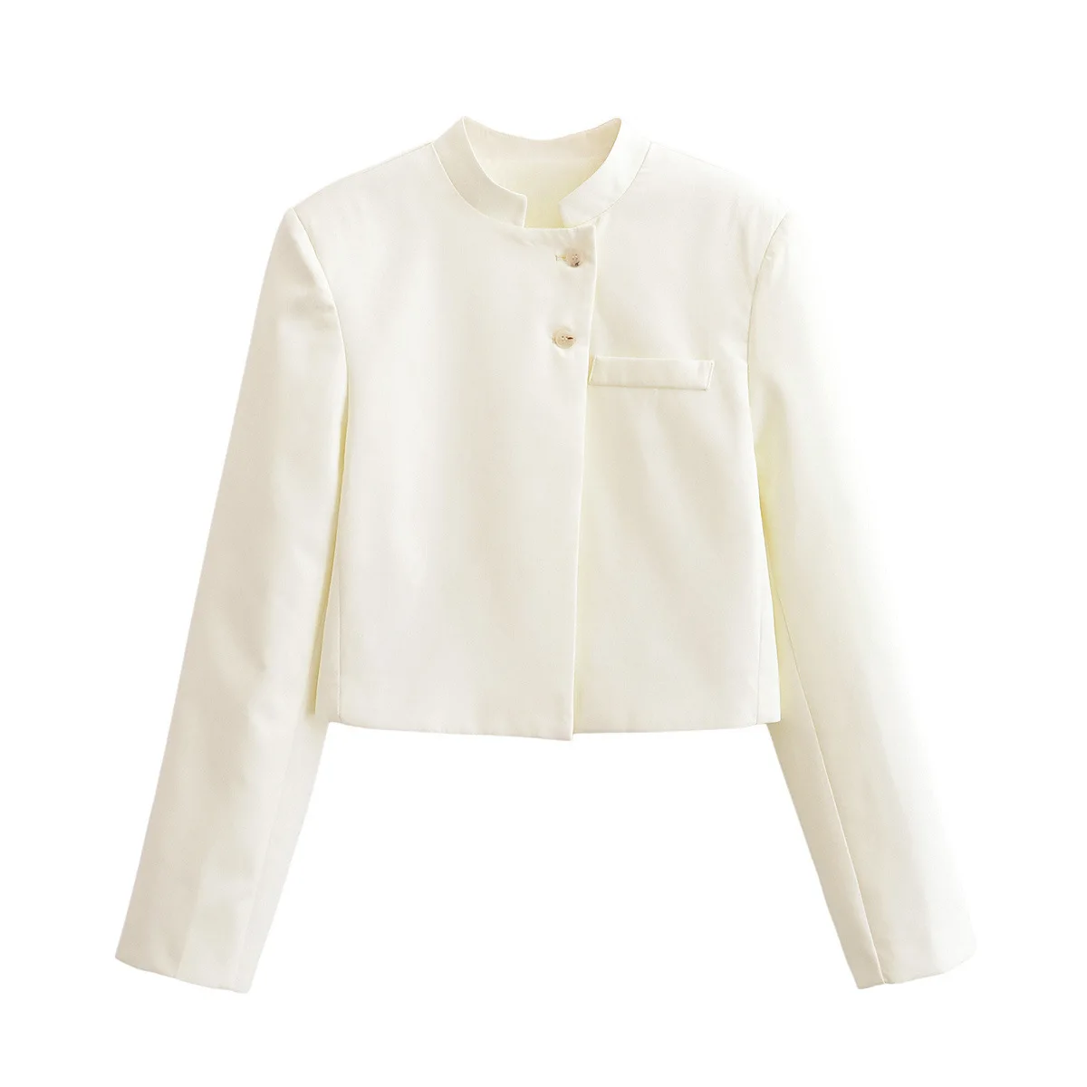 

Женская короткая куртка с длинным рукавом, небольшой воротник-стойка, две пуговицы, осенняя модная верхняя одежда, элегантная, шикарная, стильная A711630