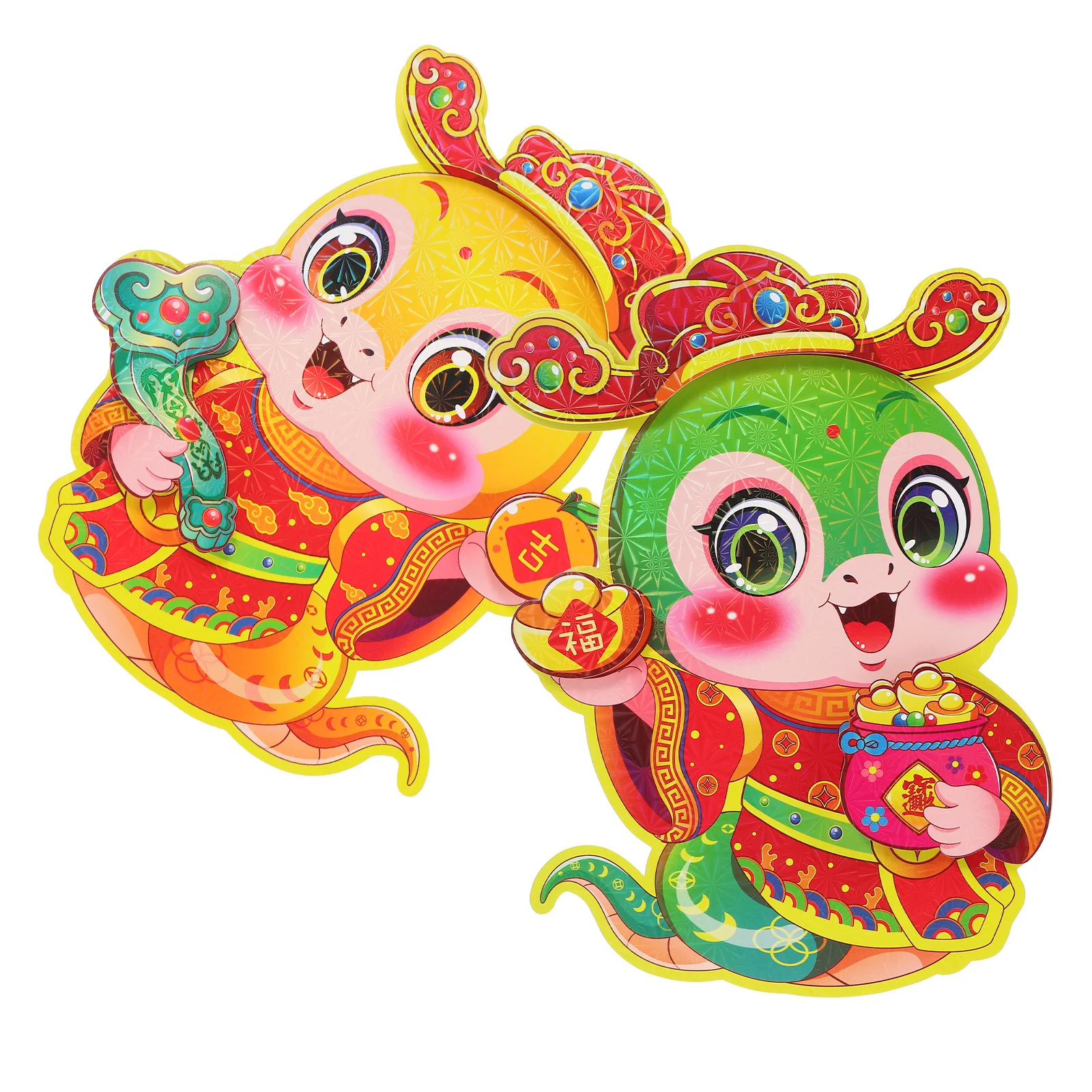 1 زوج السنة الصينية الجديدة ملصقات زجاجية مهرجان الربيع فو شخصية الباب يتمسك عطلة نافذة الشارات القمرية السنة الجديدة الزينة