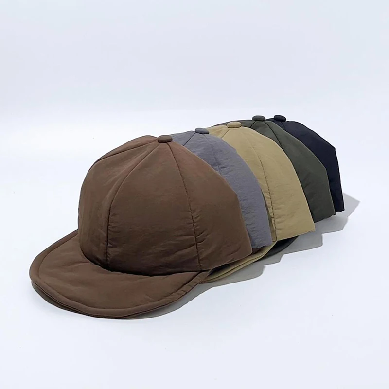 

Japanese Style Outdoor Duckbill Cap Minimalist Autumn Winter Soft Brim Baseball Cap Women Men Quilted Warm Baseball Cap