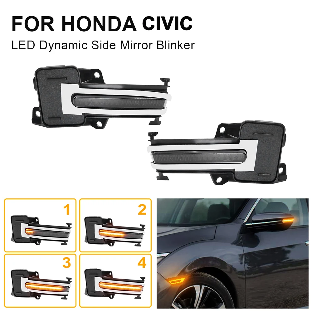 

For Honda CIVIC 2016 2017 2018 2019 2020 2021 LED Dynamic Turn Signal Light Side Mirror Indicator Lamp OEM#:34300-TBA-A01