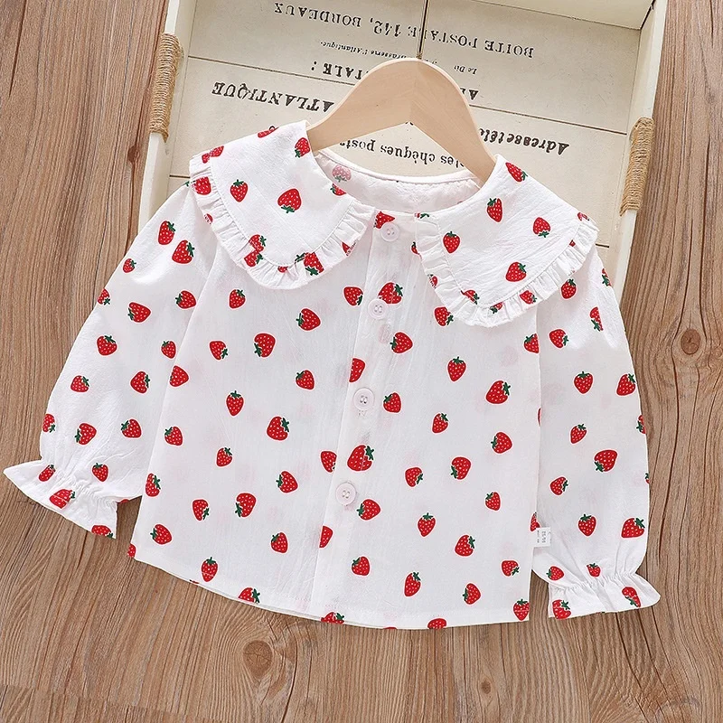 

Girls Shirts Cotton Spring Autumn 2026 New Doll Collar White Blouse Kids Clothes for Children Long Sleeve Blouse for Girls Shirt