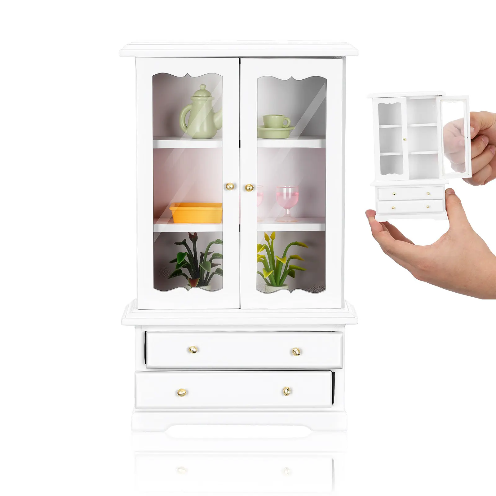 

Деревянный миниатюрный книжный шкаф в масштабе 1:12, высококачественная миниатюрная полка для небольших помещений, для коллекций, демонстрации и декора, аксессуары в масштабе 1/12