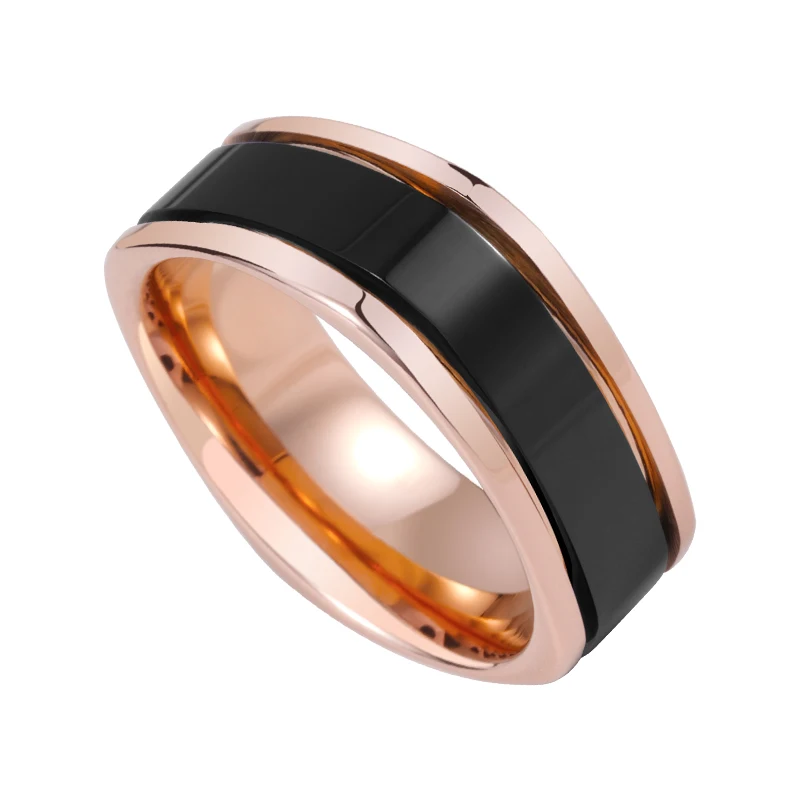 Rings for Men Women Couple for Wedding Tungsten 8mm Width Rose Gold Fine Jewelry, Comfort Fit, Customized