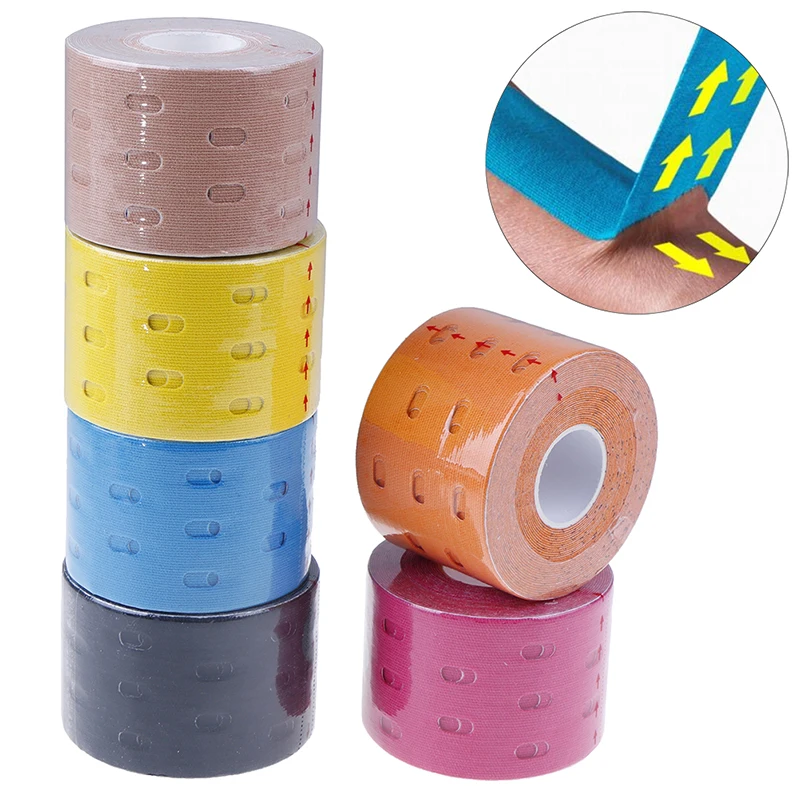 1 Rolls Elastic Kinesiology Sports Tape Perforated Intramuscular Effect Patch Vented Bandage Muscle Strain Protector