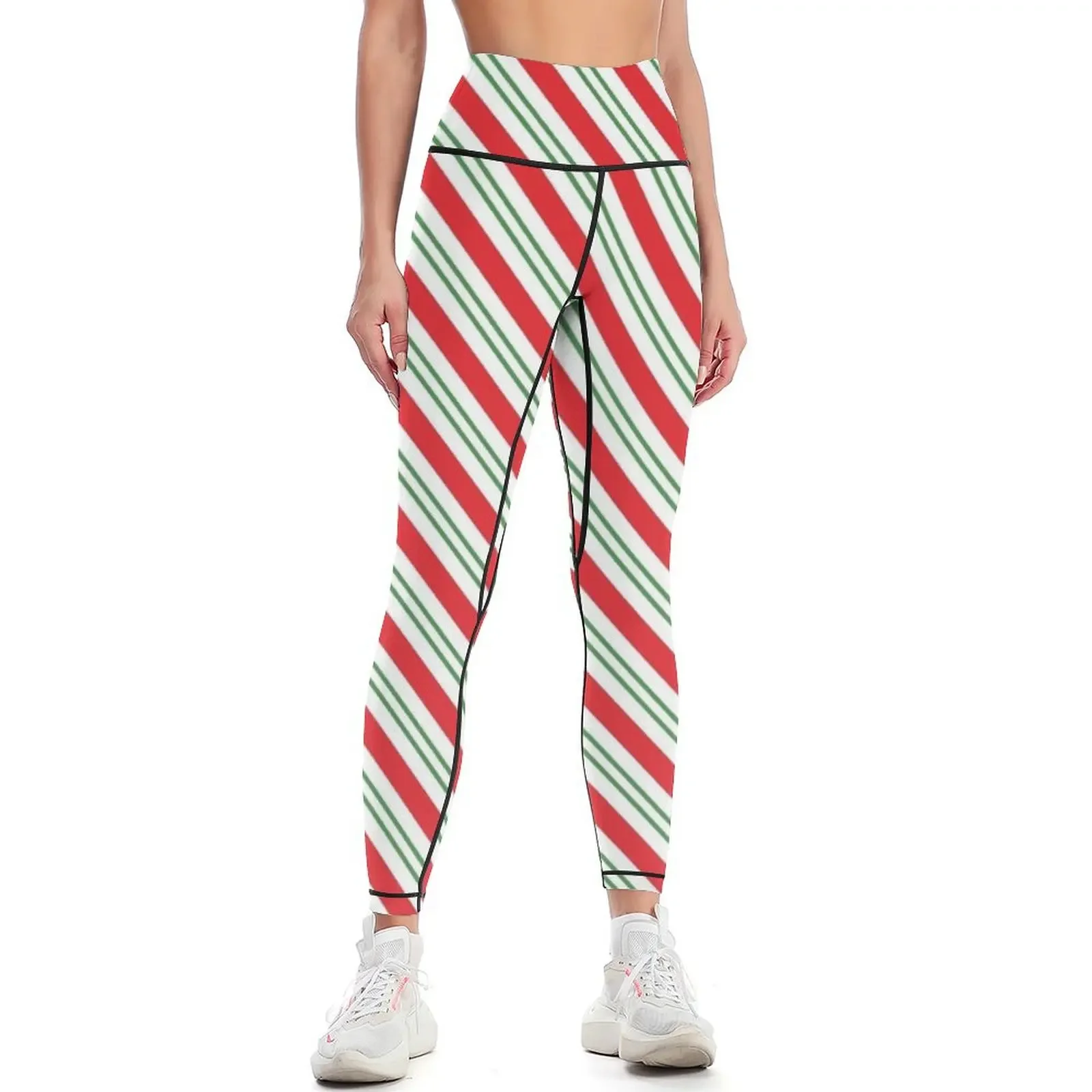 

Candy Cane Stripes (red/green/white) Leggings gym top Sportswear woman gym sports for push up trousers Womens Leggings