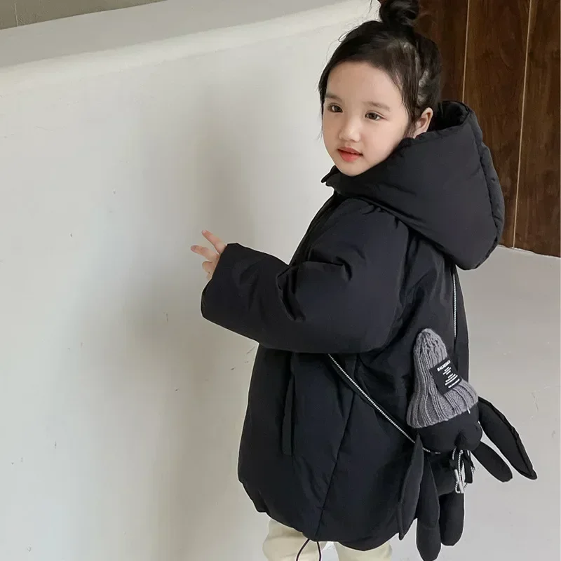 Down Jacket for Kids Korean Kids Winter Jacket Cotton Down Parkas Boys Girls Solid Hooded Coat Thick Cotton Chidlren Warm Coats