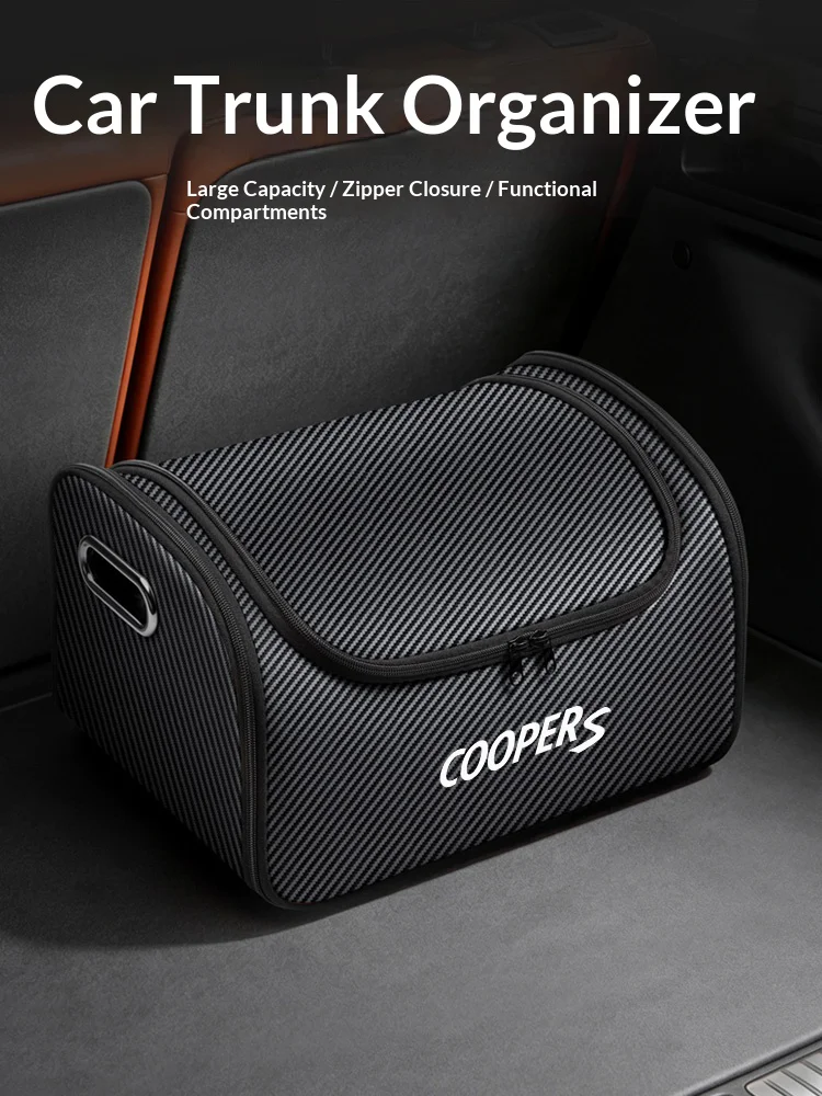 For Mini Cooper S Car Trunk Organizer Storage Box Seat Multifunctional Storage Bag with Built-in Pocket Auto Interior Accessorie