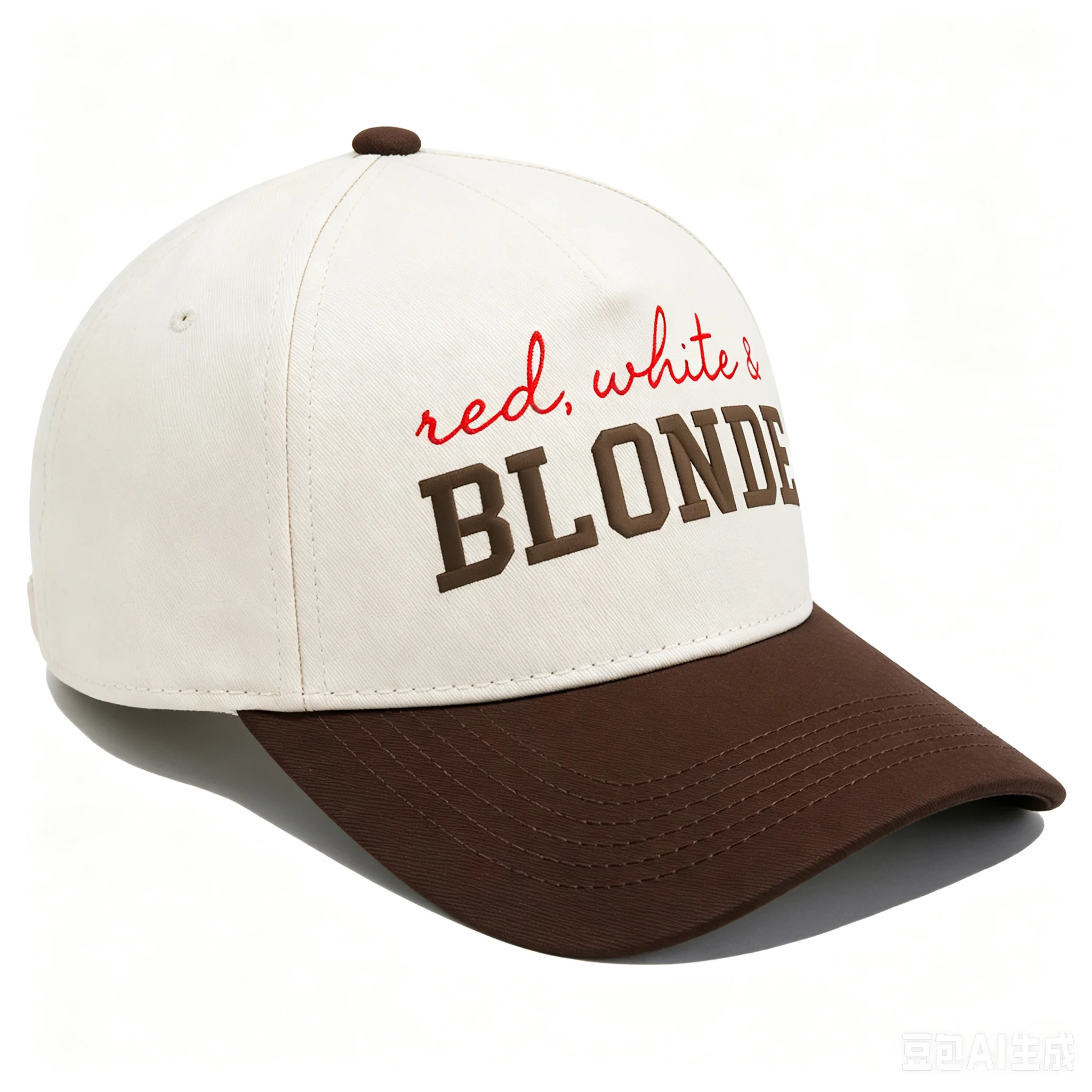1pc Red White BLONDE Embroidered Truck Hat Color Blocked Hardtop Baseball Cap for Men and Women Casual Driver Hat for Daily Wear