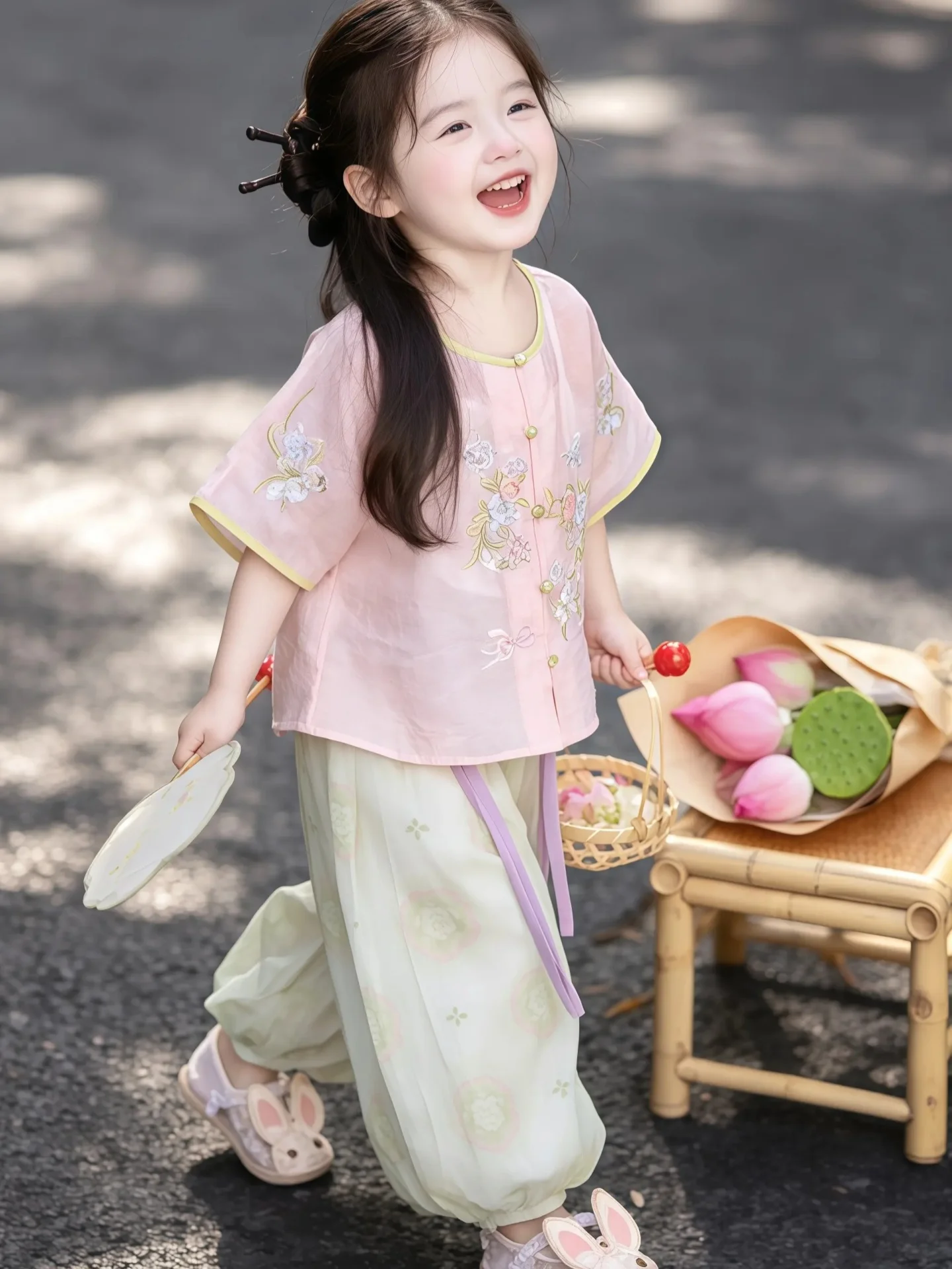 high-quality-girls-hanfu-set-summer-new-style-casual-chinese-national-fashion-two-piece-suit-for-ages-2-6-floral-pattern-sing