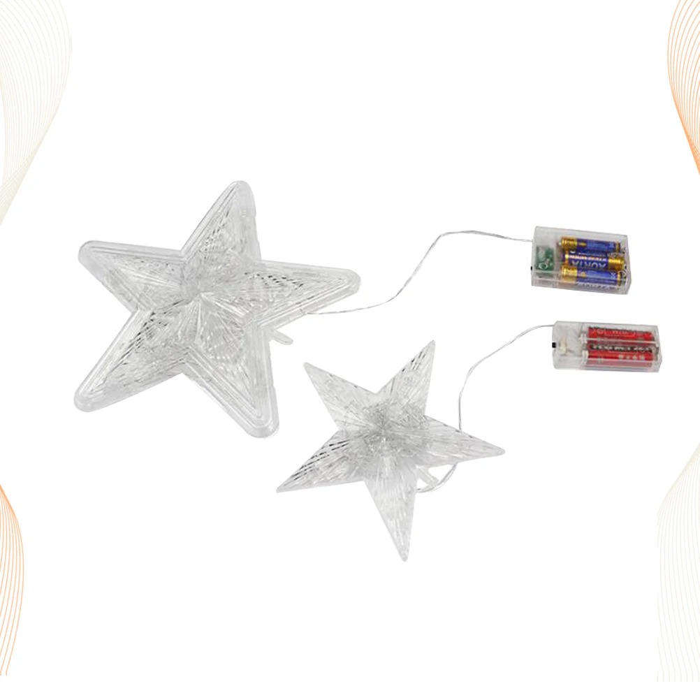 

2 Pcs Christmas Tree Star Shape Treetop Decoration Lighted Topper Flash