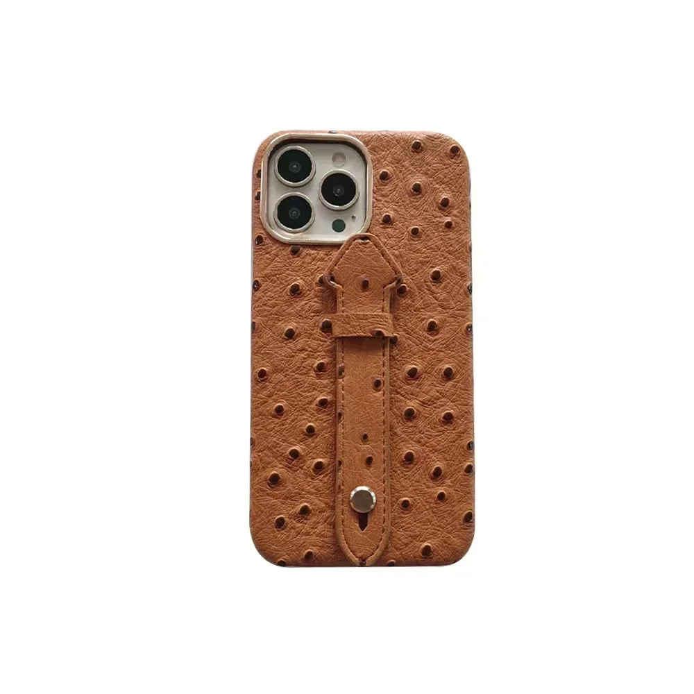 for iPhone 14max Wrist Rest, Phone Case 13promax Ostrich Pattern 11 Luxury Hardware Camera Frame 12Pro Drop Protection Cover