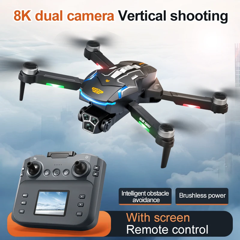 

SS2 Screen Control 2.8-inch 2.4G Optical Flow Four sided Obstacle Avoidance Aerial Photography Brushless Servo gimbal Cool Light