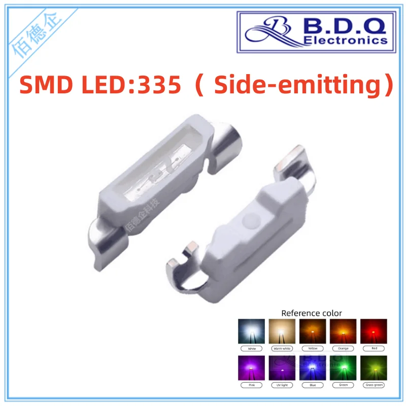 100pcs 335 SMD LED Side-emitting Diode Yellow-green Emerald Green White Red Blue Yellow Orange Side Light Emitting 4008 LED