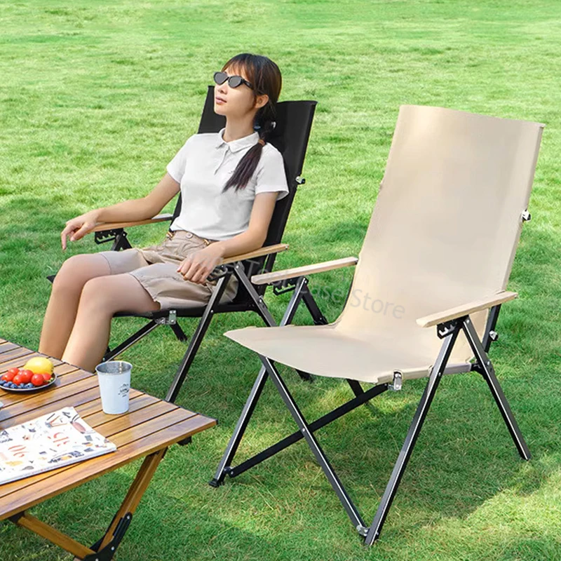 High-back Folding Chair Outdoor Relax Chairs Portable Storage Multi-gear Adjustable Lunch Break Chair Camping Beach Lounge Chair