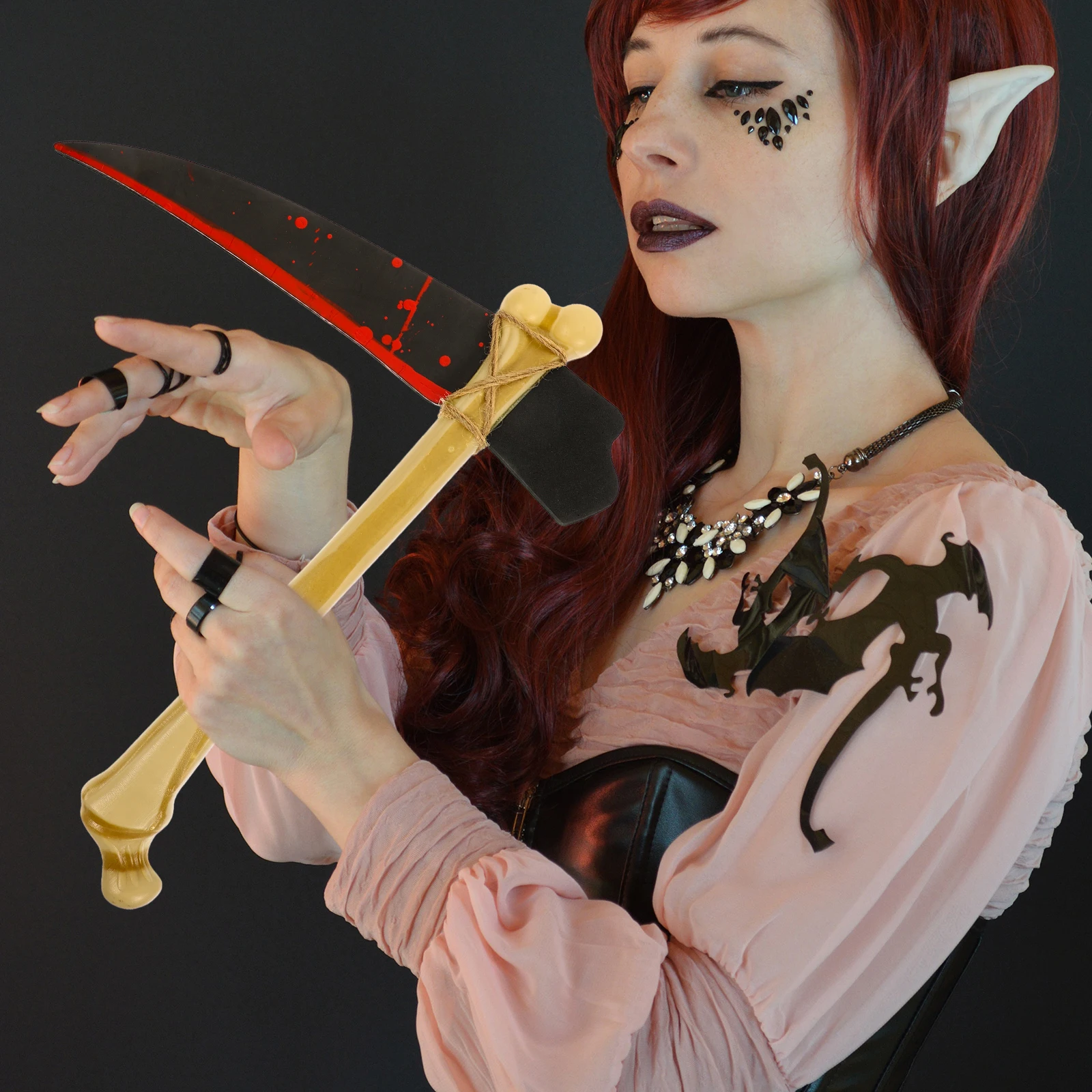 Faucille d'os Costumes d'halloween, ornements artisanaux, accessoires de décoration, accessoires de Cosplay de bal, accessoires de spectacle de fête en plastique