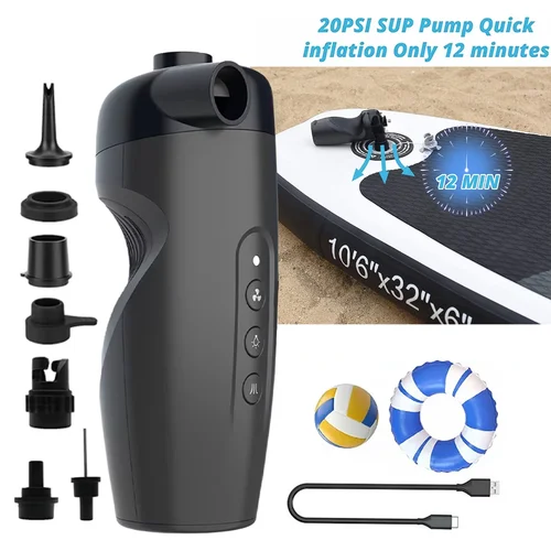 Imagen 2 del producto Bombas de aire eléctricas, inflador inalámbrico de plástico recargable para acampar, tabla de Paddle, juguetes de piscina, inflado rápido de neumáticos